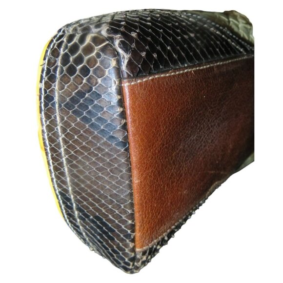 COACH 2005 Daphne Woven Straw Canvas Snakeskin Trim Leather Multi Turnlock Bag - Picture 9 of 13